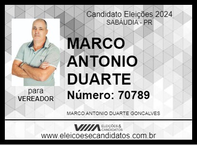 Candidato MARCO ANTONIO DUARTE 2024 - SABÁUDIA - Eleições