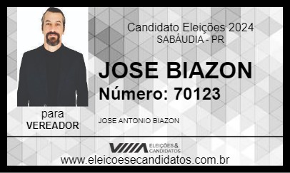 Candidato JOSE BIAZON 2024 - SABÁUDIA - Eleições