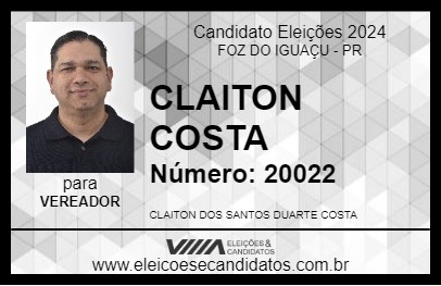 Candidato CLAITON COSTA 2024 - FOZ DO IGUAÇU - Eleições