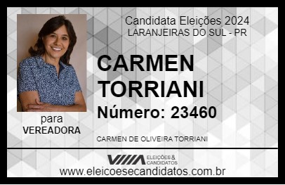 Candidato CARMEN TORRIANI 2024 - LARANJEIRAS DO SUL - Eleições