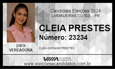 Candidato CLEIA PRESTES 2024 - LARANJEIRAS DO SUL - Eleições