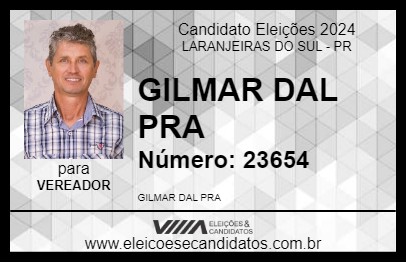 Candidato GILMAR DAL PRA 2024 - LARANJEIRAS DO SUL - Eleições