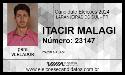 Candidato ITACIR MALAGI 2024 - LARANJEIRAS DO SUL - Eleições