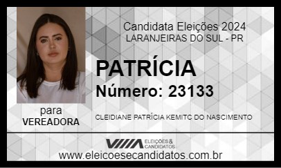 Candidato PATRÍCIA 2024 - LARANJEIRAS DO SUL - Eleições