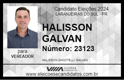 Candidato HALISSON GALVAN 2024 - LARANJEIRAS DO SUL - Eleições