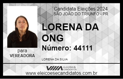 Candidato LORENA DA ONG 2024 - SÃO JOÃO DO TRIUNFO - Eleições