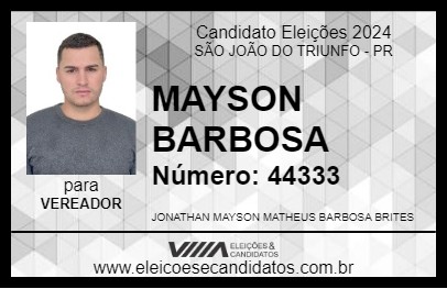 Candidato MAYSON BARBOSA 2024 - SÃO JOÃO DO TRIUNFO - Eleições