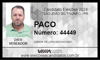 Candidato PACO 2024 - SÃO JOÃO DO TRIUNFO - Eleições