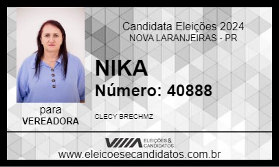 Candidato NIKA 2024 - NOVA LARANJEIRAS - Eleições