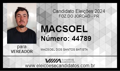 Candidato MACSOEL 2024 - FOZ DO JORDÃO - Eleições