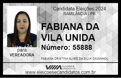 Candidato FABIANA DA VILA UNIDA 2024 - RAMILÂNDIA - Eleições