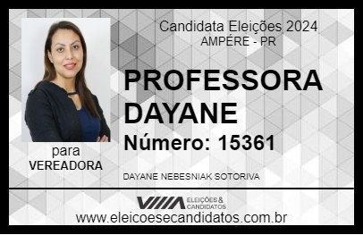 Candidato PROFESSORA DAYANE 2024 - AMPÉRE - Eleições