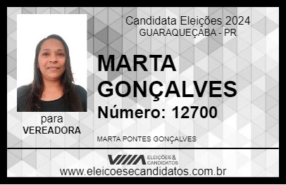 Candidato MARTA GONÇALVES 2024 - GUARAQUEÇABA - Eleições