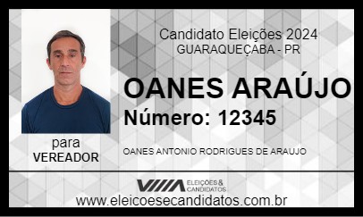 Candidato OANES ARAÚJO 2024 - GUARAQUEÇABA - Eleições