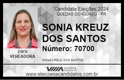 Candidato SONIA KREUZ DOS SANTOS 2024 - QUEDAS DO IGUAÇU - Eleições