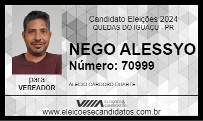 Candidato NEGO ALESSYO 2024 - QUEDAS DO IGUAÇU - Eleições