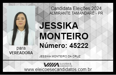 Candidato JESSIKA MONTEIRO 2024 - ALMIRANTE TAMANDARÉ - Eleições