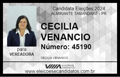 Candidato CECILIA VENANCIO 2024 - ALMIRANTE TAMANDARÉ - Eleições