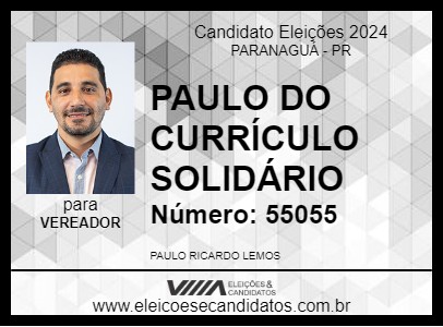 Candidato PAULO DO CURRÍCULO SOLIDÁRIO 2024 - PARANAGUÁ - Eleições