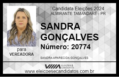 Candidato SANDRA GONÇALVES 2024 - ALMIRANTE TAMANDARÉ - Eleições