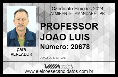 Candidato PROFESSOR JOAO LUIS 2024 - ALMIRANTE TAMANDARÉ - Eleições