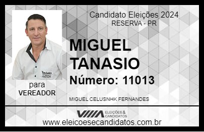 Candidato MIGUEL TANASIO 2024 - RESERVA - Eleições