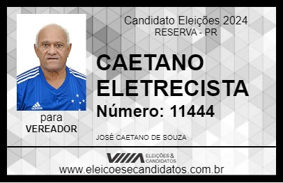 Candidato CAETANO ELETRECISTA 2024 - RESERVA - Eleições