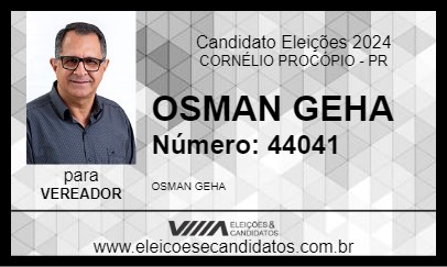 Candidato OSMAN GEHA 2024 - CORNÉLIO PROCÓPIO - Eleições