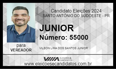 Candidato JUNIOR 2024 - SANTO ANTÔNIO DO SUDOESTE - Eleições