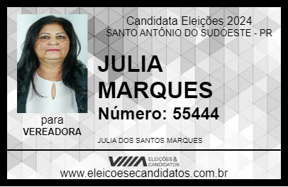 Candidato JULIA MARQUES 2024 - SANTO ANTÔNIO DO SUDOESTE - Eleições