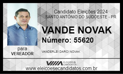 Candidato VANDE NOVAK 2024 - SANTO ANTÔNIO DO SUDOESTE - Eleições