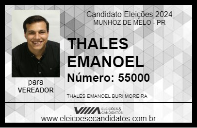 Candidato THALES EMANOEL 2024 - MUNHOZ DE MELO - Eleições