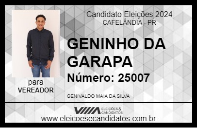 Candidato GENINHO DA GARAPA 2024 - CAFELÂNDIA - Eleições