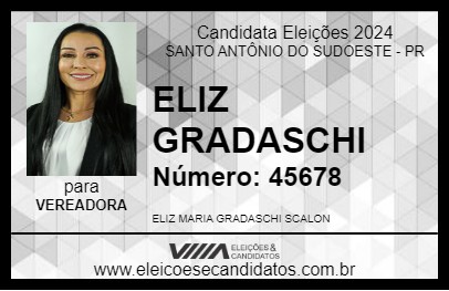 Candidato ELIZ GRADASCHI 2024 - SANTO ANTÔNIO DO SUDOESTE - Eleições