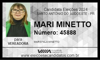 Candidato MARI MINETTO 2024 - SANTO ANTÔNIO DO SUDOESTE - Eleições