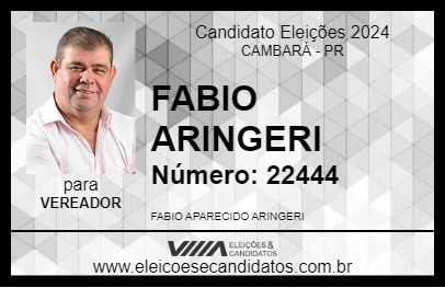 Candidato FABIO ARINGERI 2024 - CAMBARÁ - Eleições