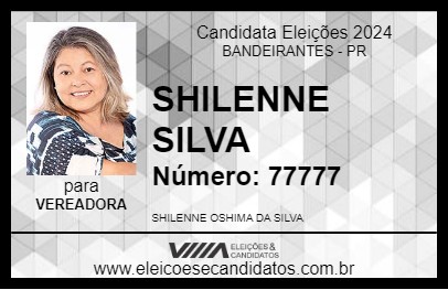 Candidato SHILENNE SILVA 2024 - BANDEIRANTES - Eleições