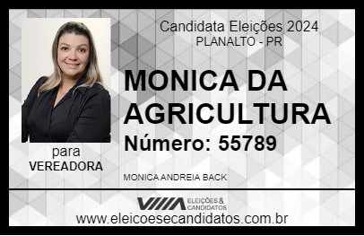 Candidato MONICA DA AGRICULTURA 2024 - PLANALTO - Eleições