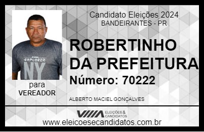 Candidato ROBERTINHO 2024 - BANDEIRANTES - Eleições