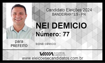 Candidato NEI DEMICIO 2024 - BANDEIRANTES - Eleições