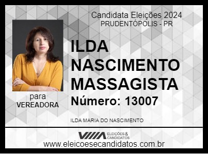 Candidato ILDA NASCIMENTO MASSAGISTA  2024 - PRUDENTÓPOLIS - Eleições