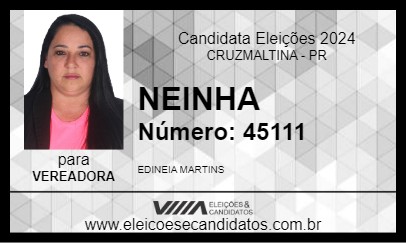 Candidato NEINHA 2024 - CRUZMALTINA - Eleições