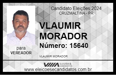 Candidato VLAUMIR MORADOR 2024 - CRUZMALTINA - Eleições