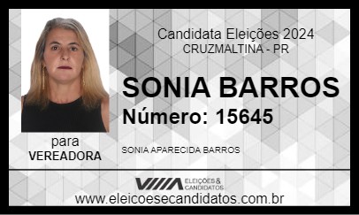 Candidato SONIA BARROS 2024 - CRUZMALTINA - Eleições