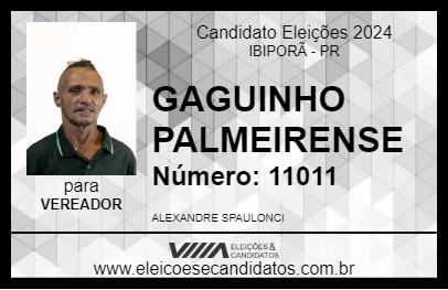 Candidato GAGUINHO PALMEIRENSE 2024 - IBIPORÃ - Eleições