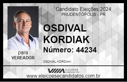 Candidato OSDIVAL KORDIAK 2024 - PRUDENTÓPOLIS - Eleições