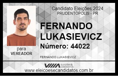 Candidato FERNANDO LUKASIEVICZ 2024 - PRUDENTÓPOLIS - Eleições