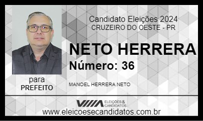 Candidato NETO HERRERA 2024 - CRUZEIRO DO OESTE - Eleições