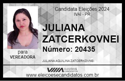 Candidato JULIANA ZATCERKOVNEI 2024 - IVAÍ - Eleições