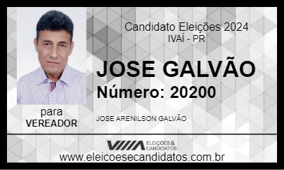 Candidato JOSE GALVÃO 2024 - IVAÍ - Eleições